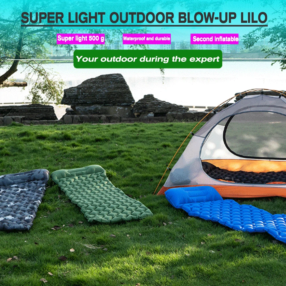 Туристический портативный надувной матрас с подушкой Ультралегкая воздушная