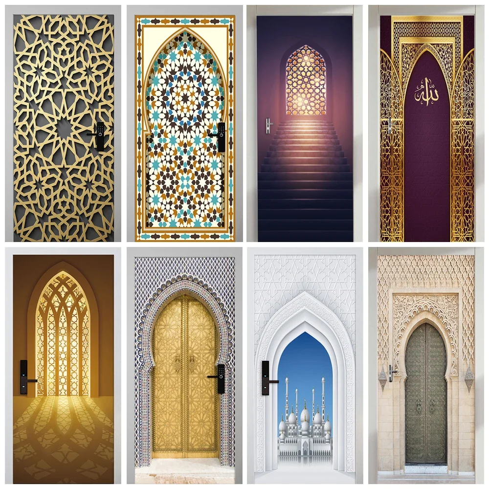 Мусульманский орнамент 3D реалистичные дверные обои самоклеящиеся Абстрактные