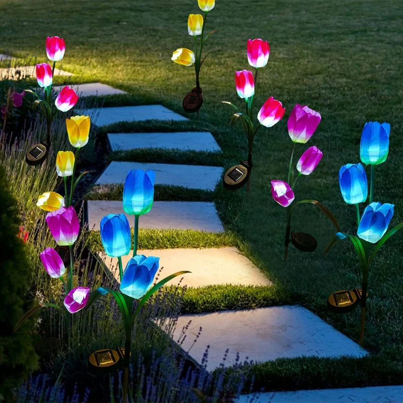 

Solar Light Tulip Flower Lamp Multi-Color Outdoor Waterproof Garden Yard Path Landscape Driveway Lawn Insert Solar Light