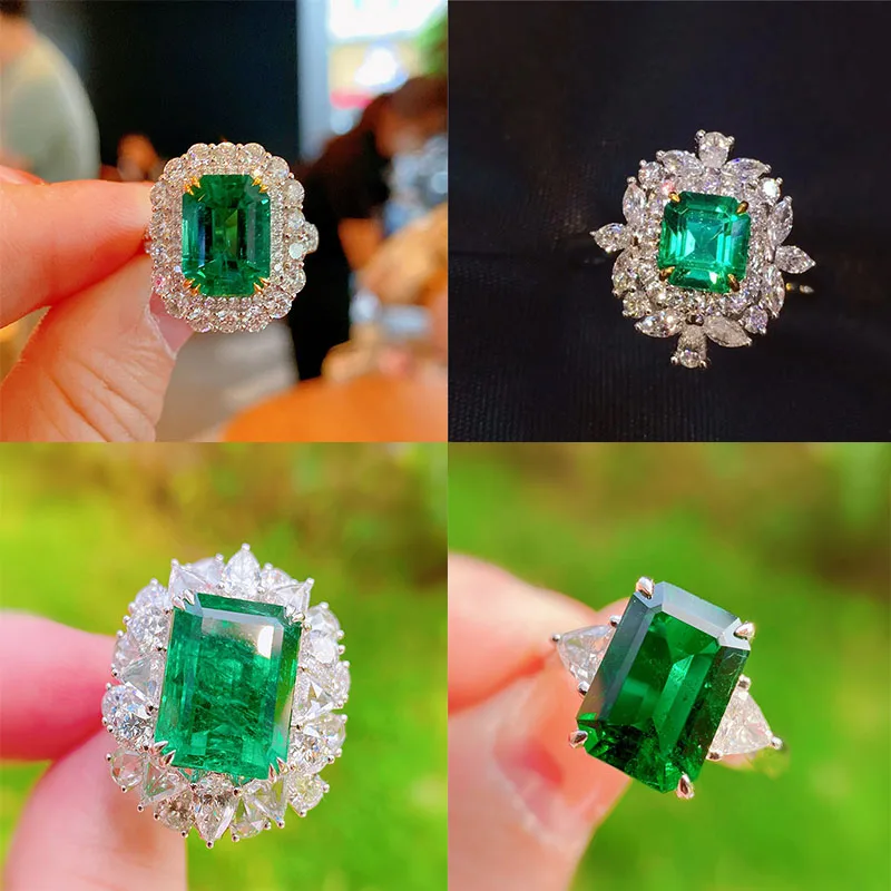 

Женское кольцо с изумрудом и турмалином, серебро 925 пробы