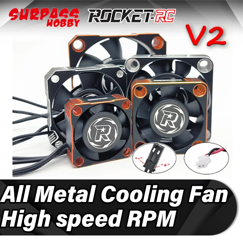 

Surpass Hobby Rocket V2 Metal Cooling Fan 25mm 30mm 35mm 40mm 50mm Cool Fans Cover for 1/10 1/8 1/7 1/16 1/5 RC Car Motor ESC