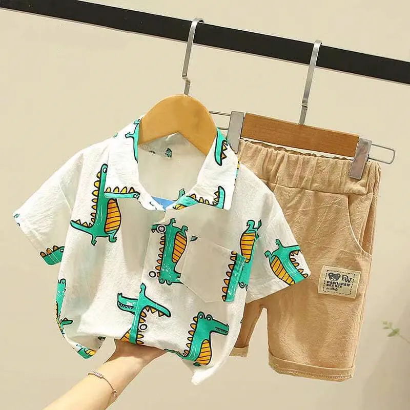 TYG-детская юбка, летний костюм с шортами с коротким рукавом, Детская рубашка с принтом, костюм из двух предметов-TYG