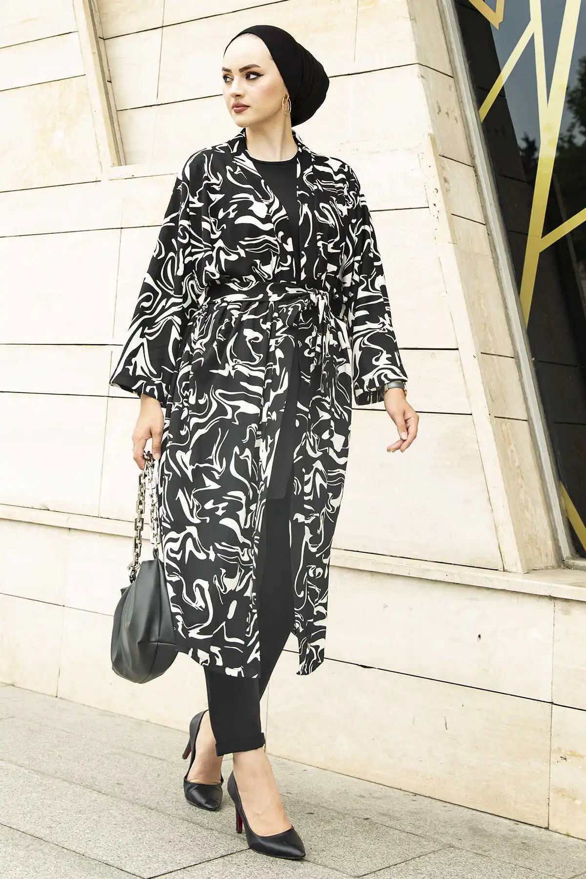 Patterned Kimono MD-Winter Autumn 2021 Muslim Women Hijab headscarf Islamic Turkey