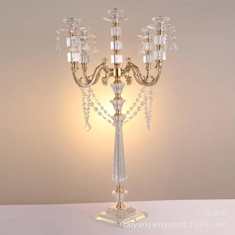 

Acrylic Candle Holders Candelabras With Crystal Pendants 77 CM/30" Height Marriage Candlestick Wedding Centerpieces Home Decor