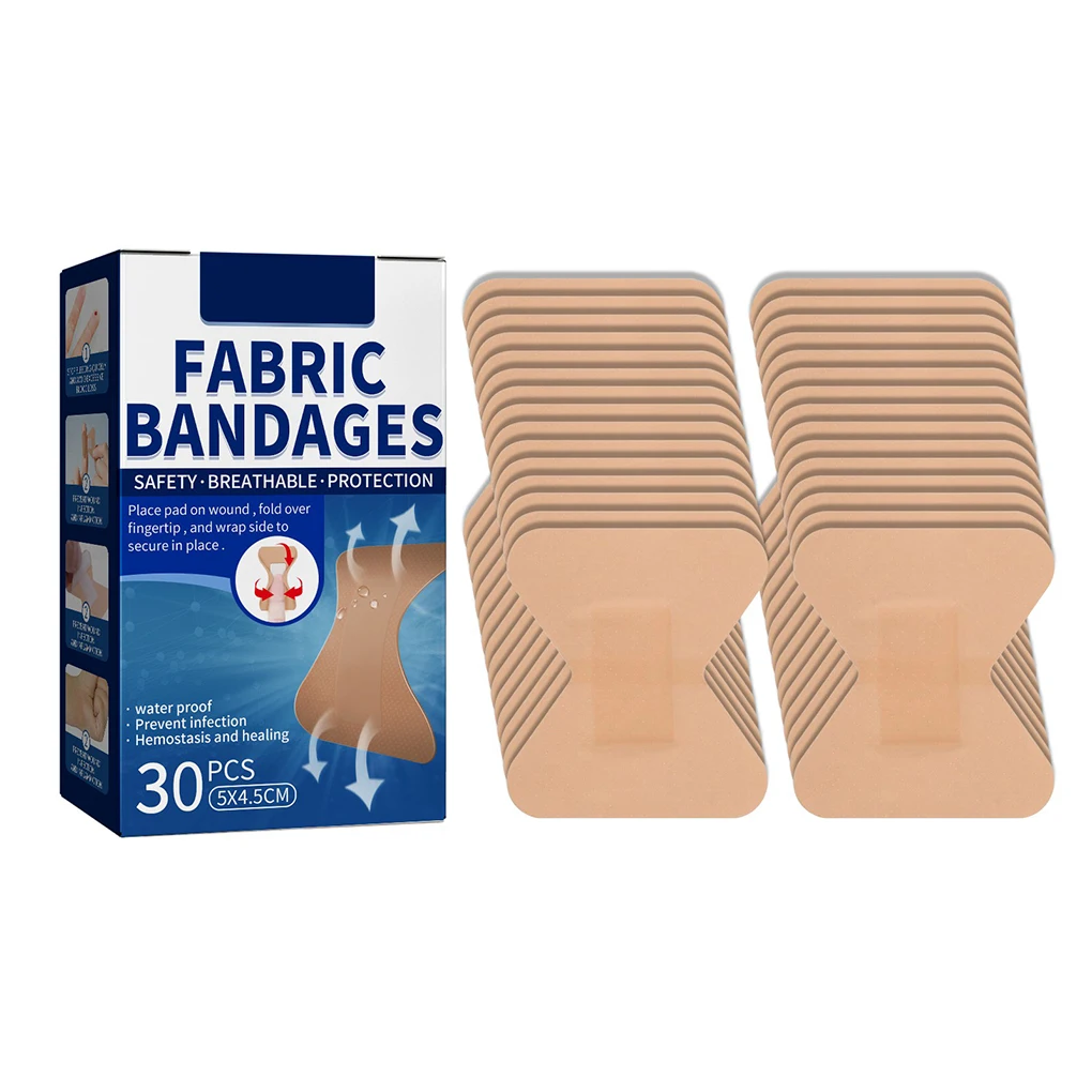 

30 Pieces/Set Camping Injury Non Woven Fabric Bandages Portable Breathable Wound Adhesive Flexible Patches Plasters