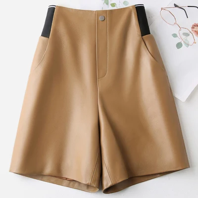 2022 Women's New Straight Casual High Waist Slim Autumn and Winter Sheepskin Shorts J3