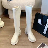 2022 fashion womens black block high heels boots new winter warm over knee high boots leather over knee high boots shoes