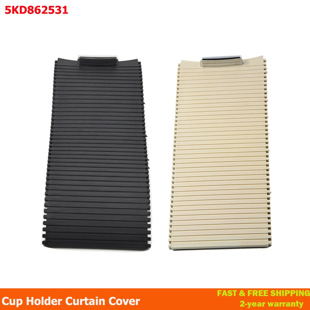 

Beige/Black Car Armrest Center Shutter Beverage Cup Holder Curtain Cover For VW Jetta MK5 Golf GTI MK6 EOS Scirocco 5KD862531