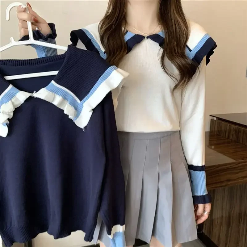 Модный трикотажный свитер в Корейском стиле новинка 2024 женская Свободная