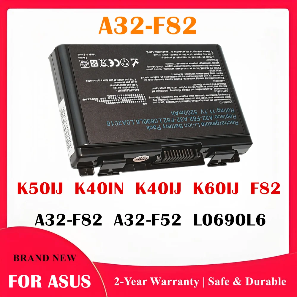 Фото Аккумулятор для ноутбука A32-F82 для ASUS K50IJ, K40IN, K40IJ, K60IJ, F82, A32-F52, L0690L6 №1