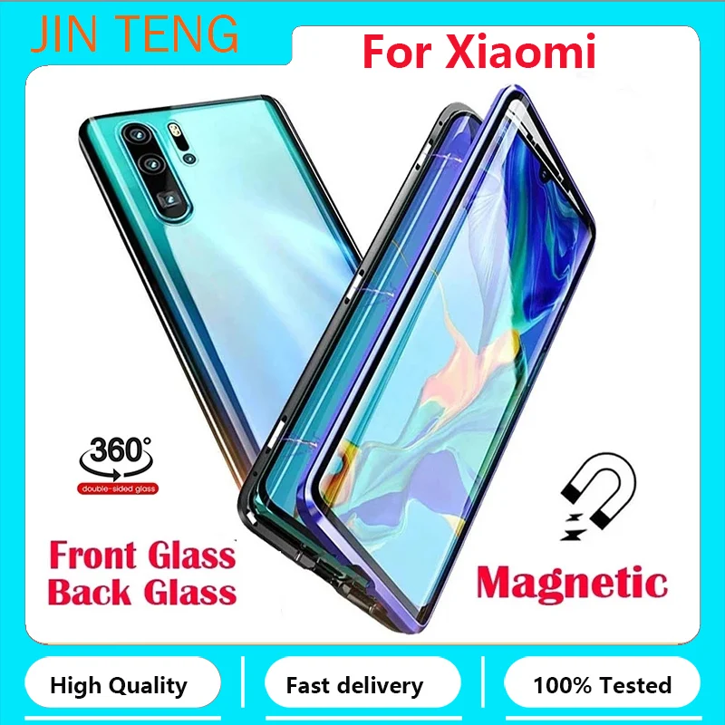 

Case For Xiaomi Mi 11 10 Por Lite Redmi Note 11 10 9 8 7 Pro 9T 8T 9A 9C POCO X3 Double-sided Magnetic 360 Degrees Phone Case