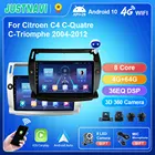 Автомобильная магнитола JUSTNAVI IPS DSP Android 10 для Citroen C4 C-four C-Triumph 2004-2012, автомобильный игровой аксессуар 4G, мультимедиа 1280*720P