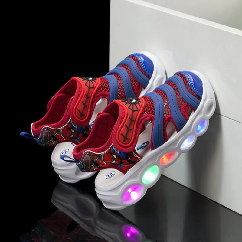 Летние сандалии для мальчиков и девочек мультяшный Человек-паук Холодное сердце