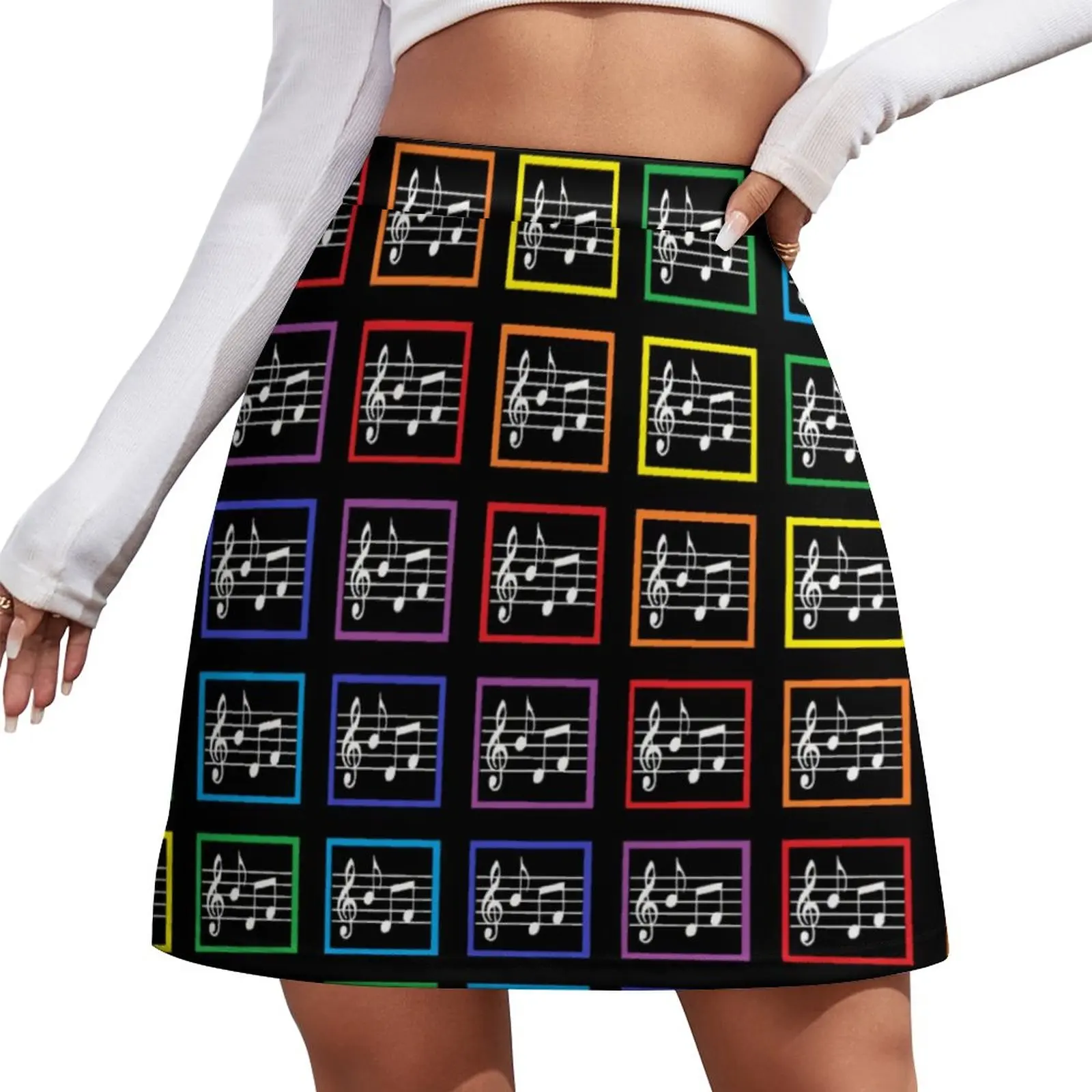 

Music Squares Skirt Rainbow Framed Aesthetic Casual Skirts Ladies Kawaii Mini Skirt Custom Clothes Birthday Gift