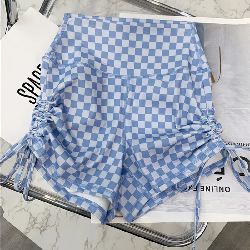 Women Sexy Stretch Lattice Sport Shorts  Brushed Women's Cycling Shorts High Waist Biker Running Shorts Booty Gym