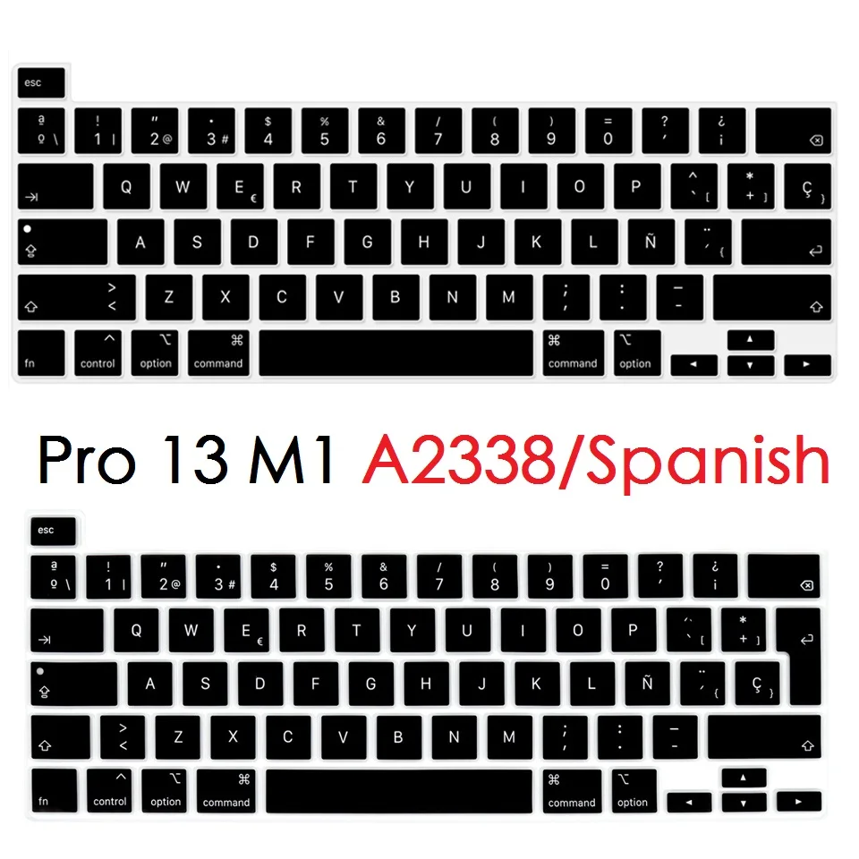 

Чехол для клавиатуры с испанской раскладкой для Macbook Pro 13 2020 M1 Chip A2338, чехол для клавиатуры с испанской раскладкой для ЕС и США, силиконовый че...