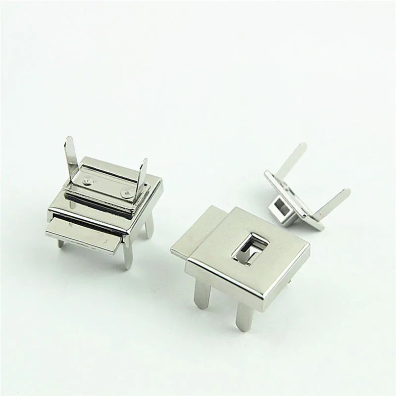 10Pcs 25X25mm Bag Concealed Button Lock Clasp Metal Handbag Pushed Lock Snap Buckle Hook Replacement Closure Accessories