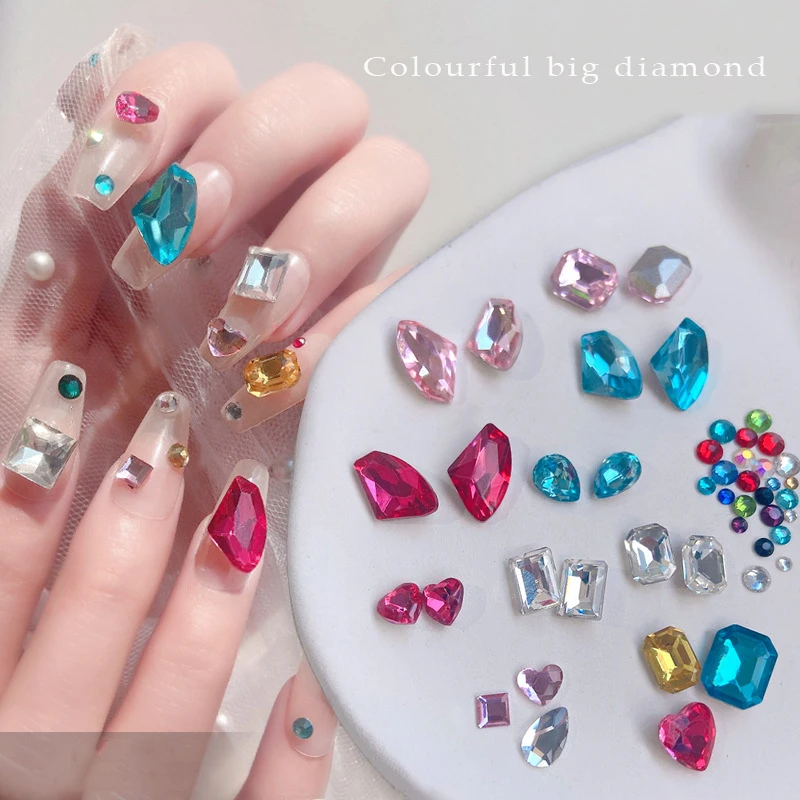 

Colored K9 Pointed Bottom Drill 3D Nail Art Decorations Trendy Cute Crystal Zircon Manicure Accessories Wholesale Dropshipping