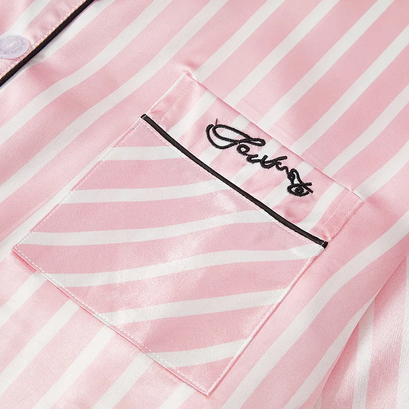 Silk Pajama Set Women Sexy Print Dot Summer Female Pajamas Long Shirt Pajama set 2 pieces Stitch Lingerie 2023 Home Sleepwear