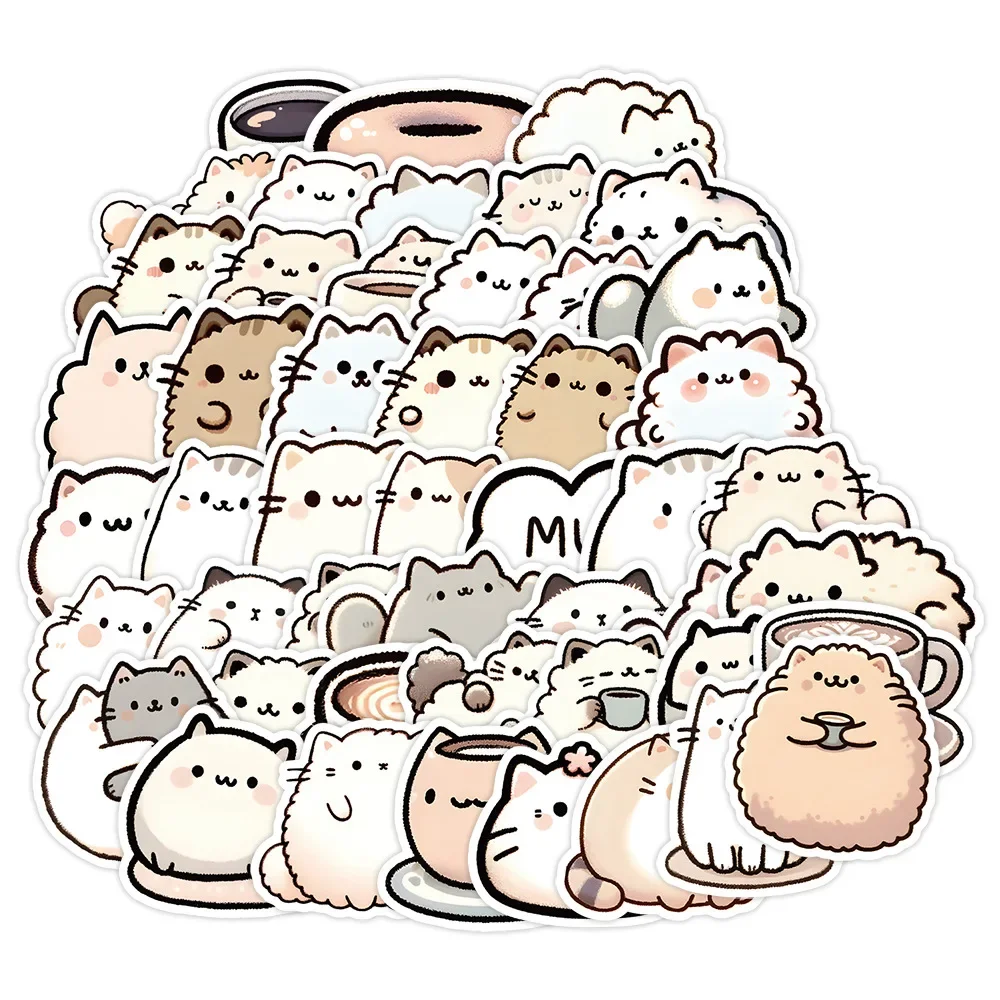 10/50 шт. наклейки в виде кофейного кота
