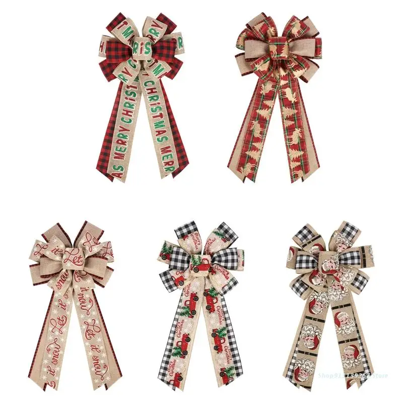 

C5AD Рождественская елка решетчатый бант наружная внутренняя Рождественская елка домашняя фотография