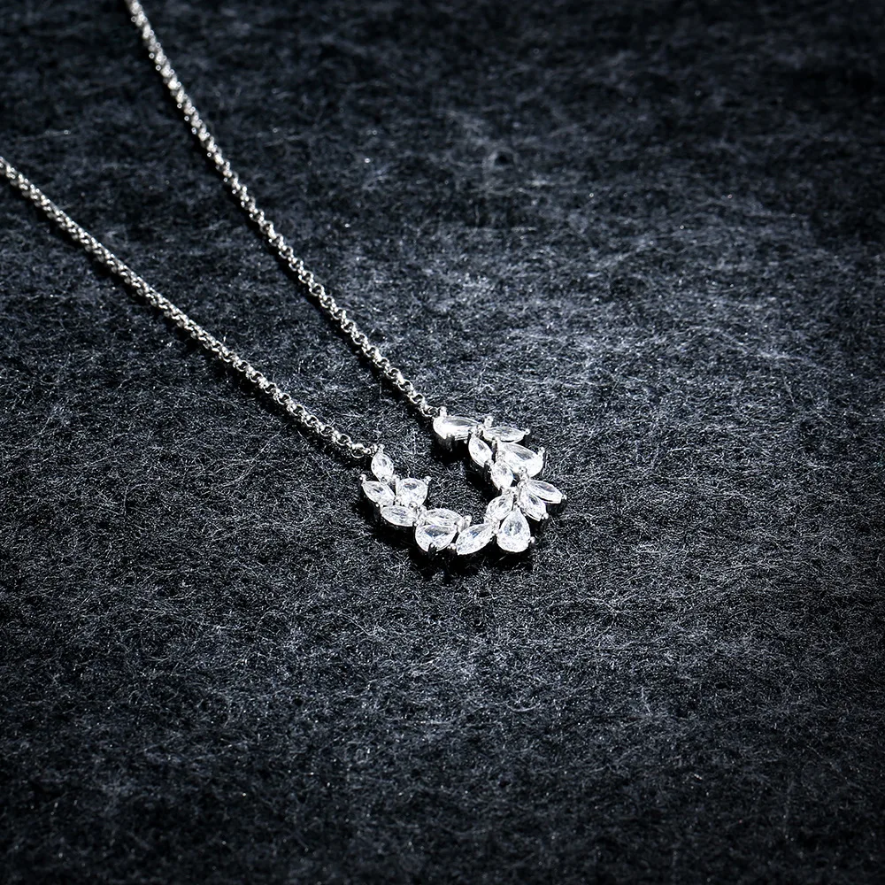 

APM STYLE High Quality 925 Sterling Silver Ladder Square Diamond Ring Necklace Simple Clavicle Chain Length Adjustable