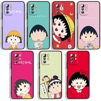 japanese anime sakura maruko phone case for xiaomi redmi note 10 10s 10t 10promax 11 11s 11t 11e lite pro black luxury silicone