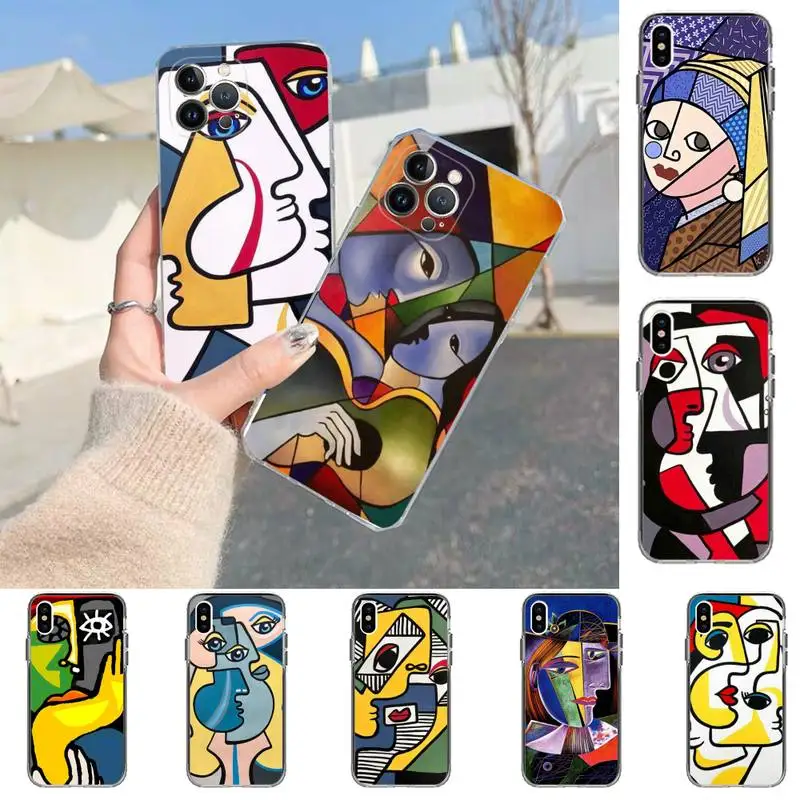

Picasso Abstract Art Painting Phone Case For iPhone 14 13 12 11 Pro Max XS X XR SE 2020 6 7 8 Plus Mini Transparent Shell