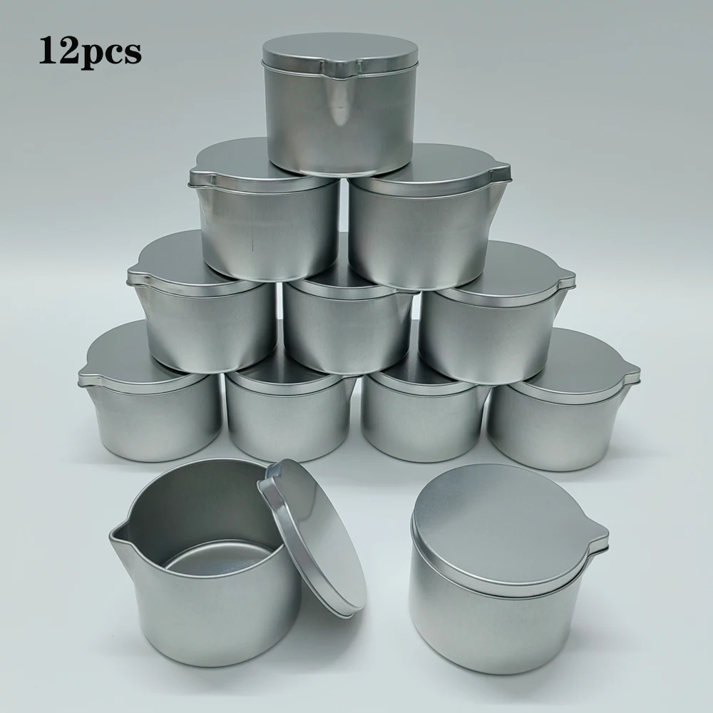 

12Pcs Spout Aromatherapy Tin Can Jars Vintage Candle Wax Melt Holder Storage Case Box DIY Candles Making Containers with Lid