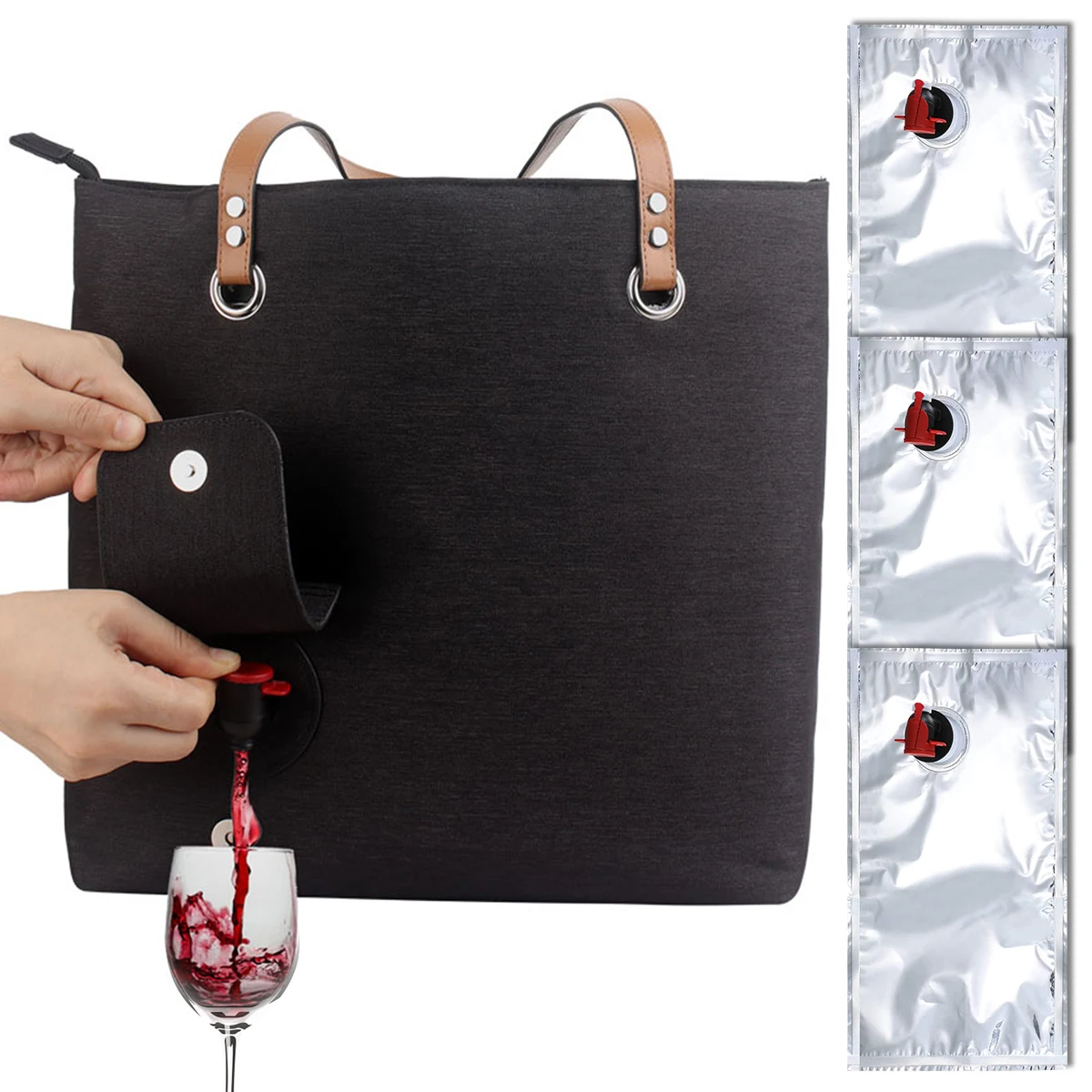 

Wine Purse Insulated Wine Dispensing Purse Polyester Wine Purse Tote with Hidden Spout Fashionable Wine Tote Bag Gift for Travel