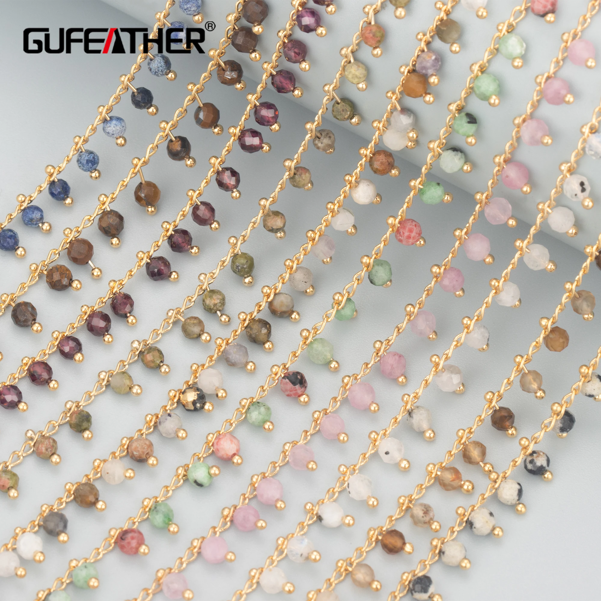 GUFEATHER C82,jewelry accessories,pass REACH,nickel free,18k gold plated,natural stone,jewelry making,diy chain necklace,1m/lot