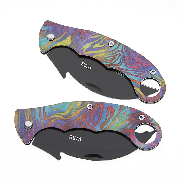 Складной нож походный клинок из нержавеющей стали с цветной ручкой без