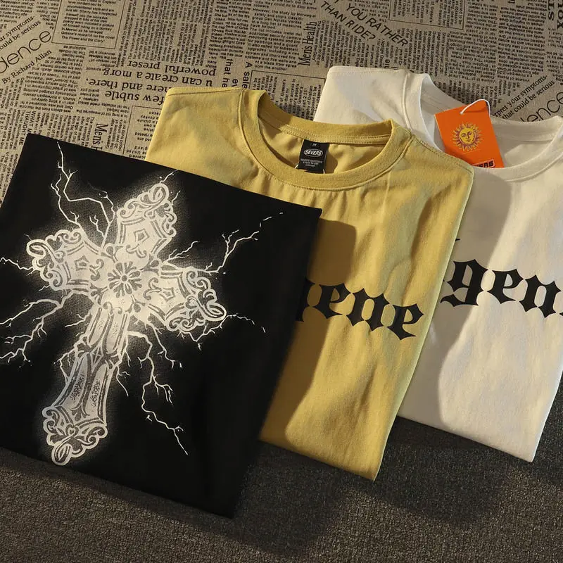 Футболка мужская с коротким рукавом простая ретро-футболка в американском стиле