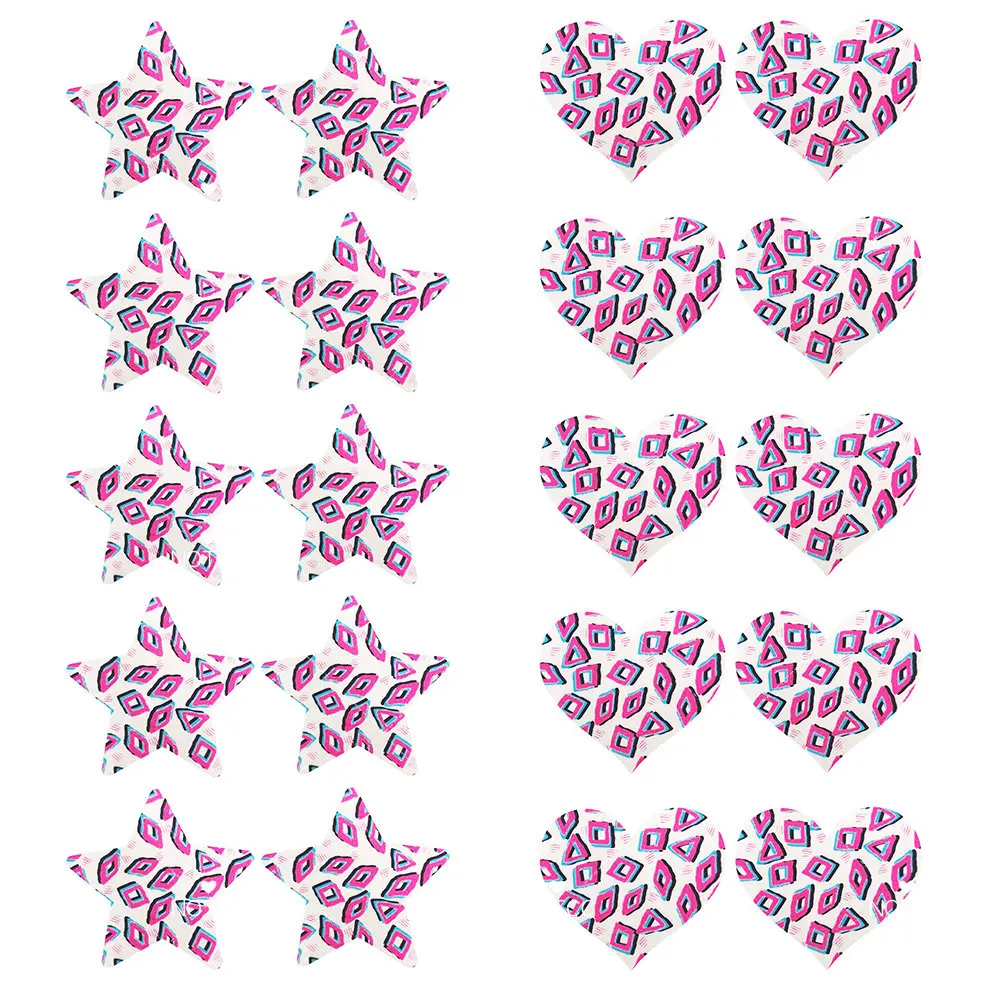 

NOTCC 10 пар белые накладки на соски с геометрическим принтом для женщин атласные Одноразовые наклейки на грудь