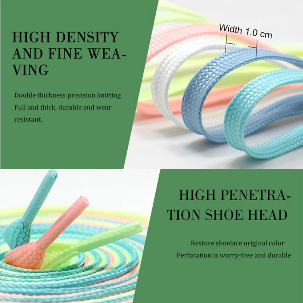 Luminous Shoelaces for Shoes Canvas Flat Sports Shoelace Glow In The Dark Night Colorful Fluorescent Sneaker Strap 120cm Length