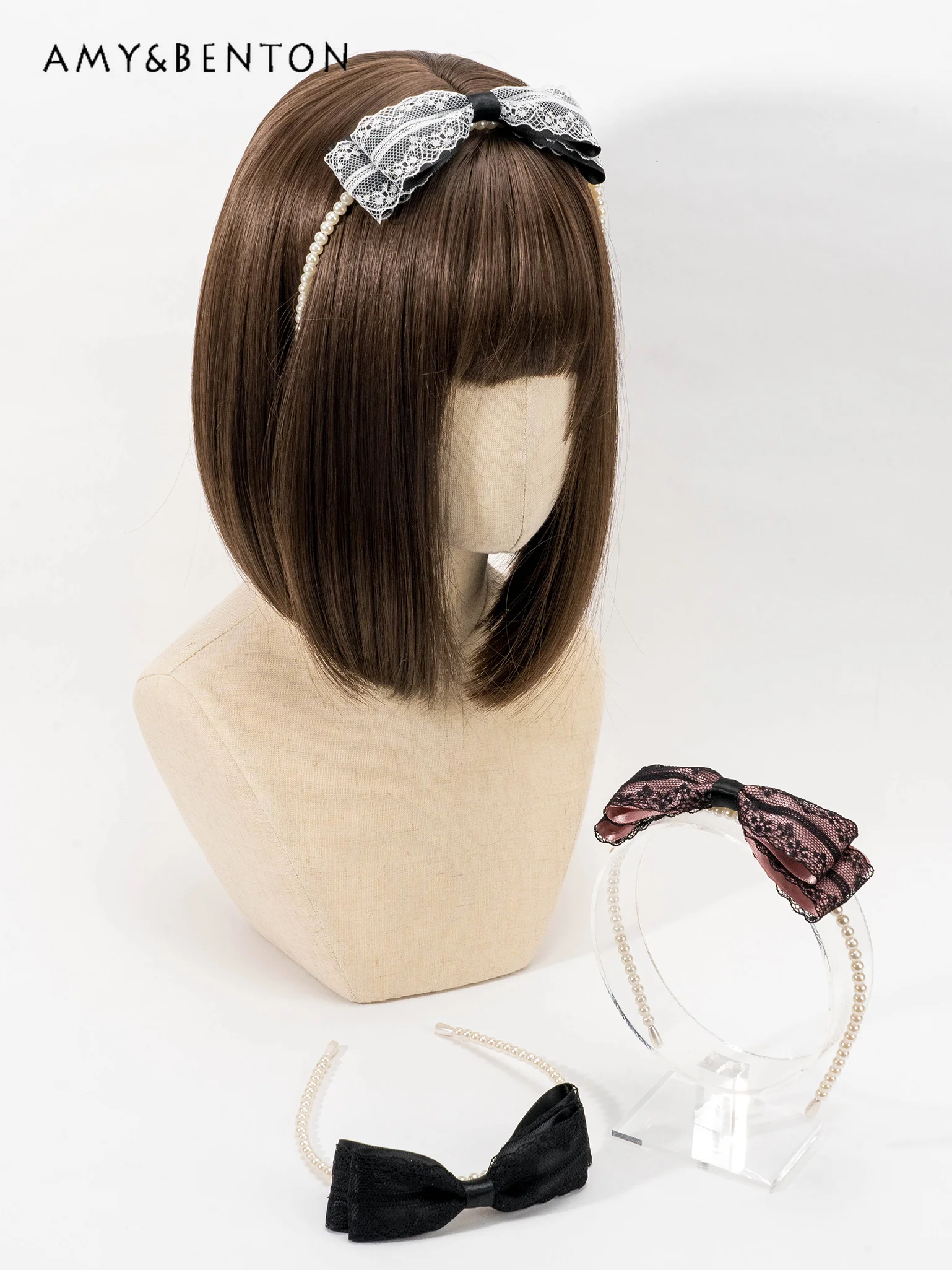 

Японский жемчужный кружевной ободок для волос с бантом простые весенне-летние аксессуары для волос для девушек Универсальные женские повязки для волос