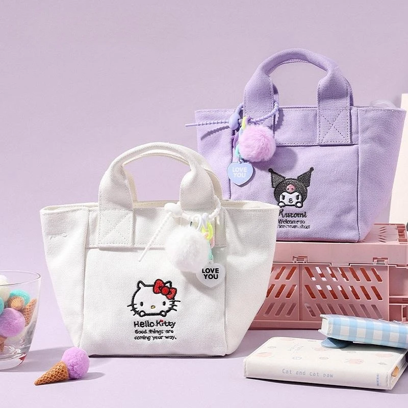 

Sanrio Kawaii Сумочка Hello Kitty аниме новая маленькая свежая сумка-мессенджер Kuromi Холщовая Сумка симпатичная Детская сумка женская сумка для завтрака с сердцем