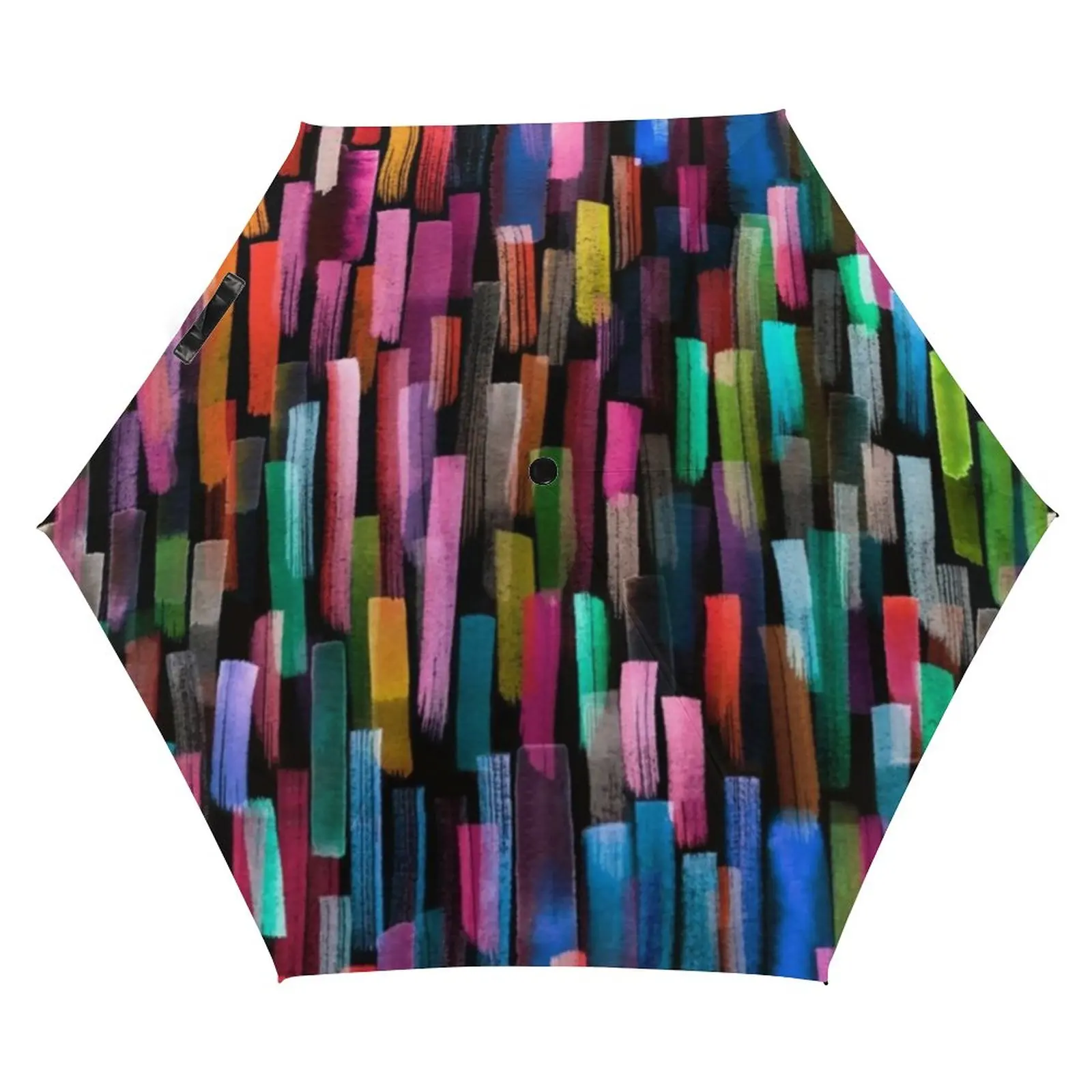 

Abstract Geometry 5 Fold 6 Ribs Umbrella Watercolor Stripes Print Portable Pocket Umbrella Wind Resistant Umbrellas for Women