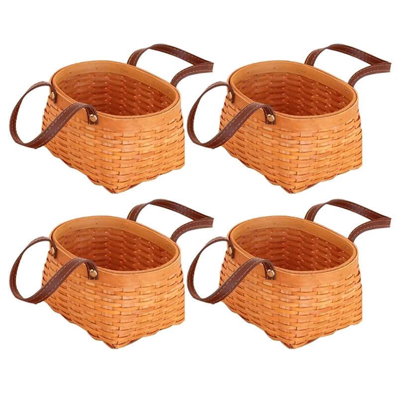 

4X Корзина для пикника из натурального бамбука, уличная корзина для хранения пикника, вечеринки, барбекю, большая корзина для фруктов, овощей...