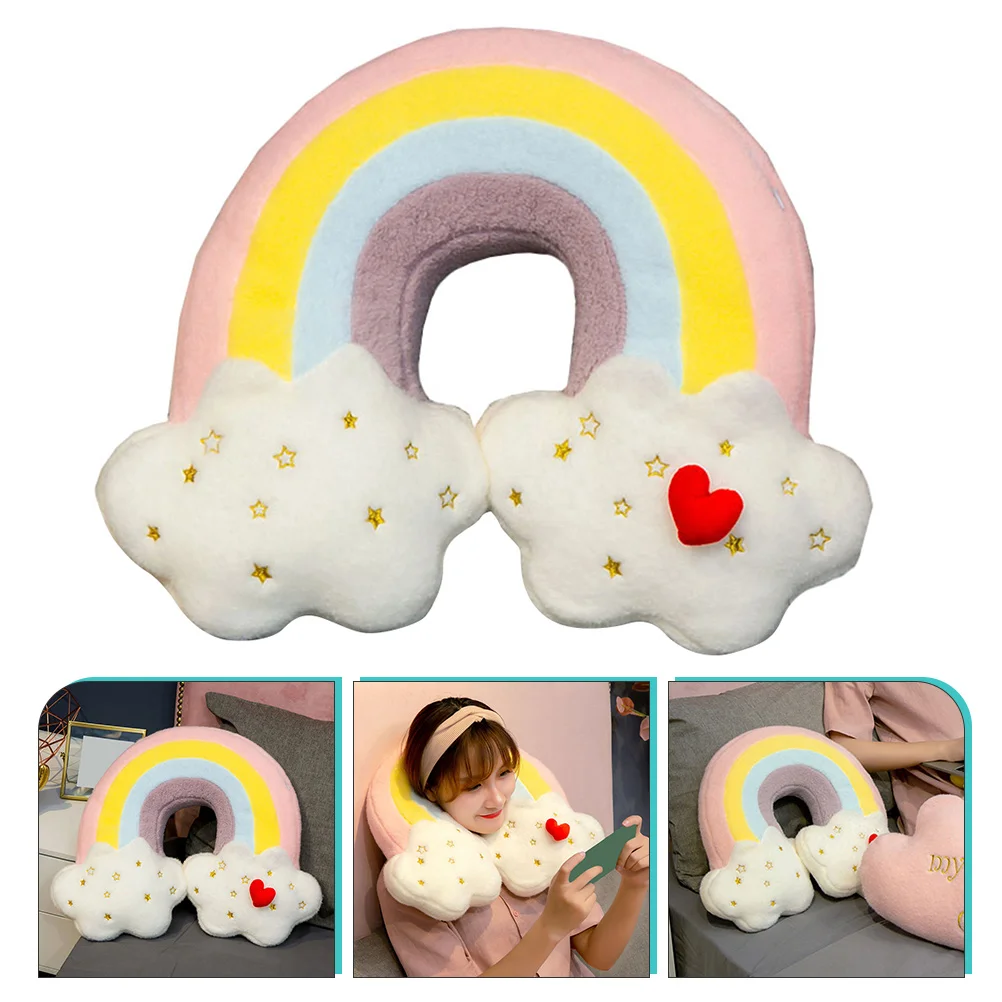 

Stuffed Plush Lovely Rainbow Shaped Throw Pillow Sofa Cushion for Home
