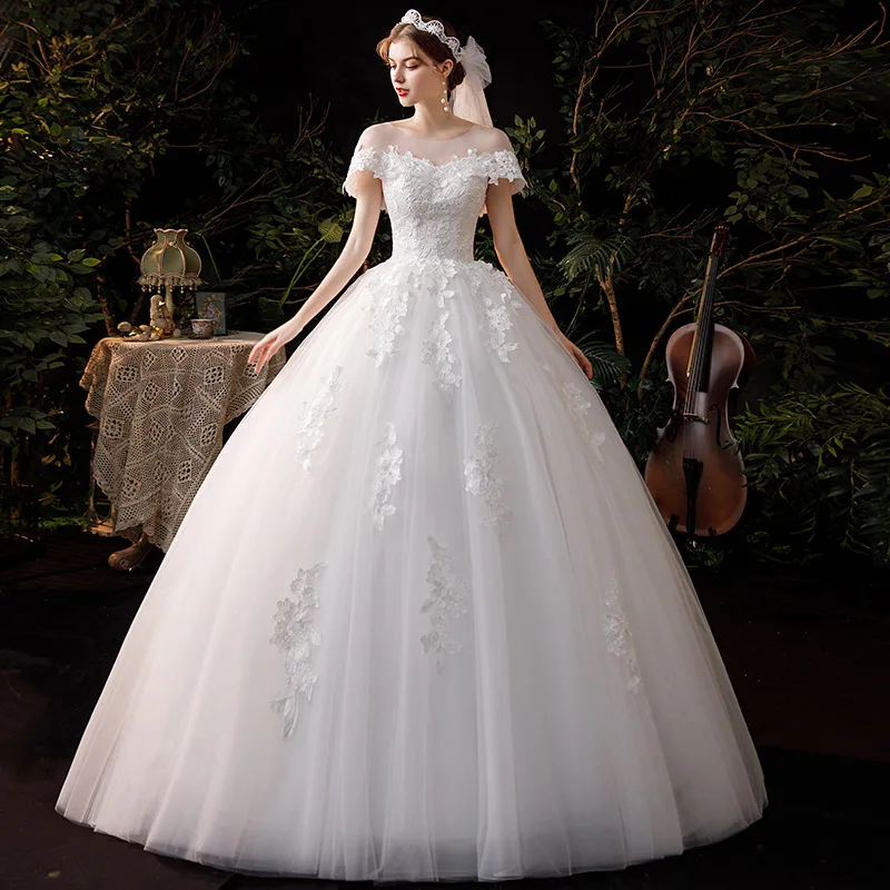 

Sexy Lace Up Ball Gown Wedding Dress 2023 Lace Appliqued Plus Size Wedding Bridal Gown