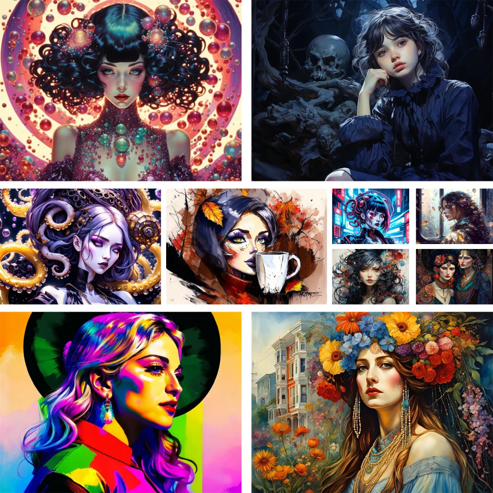 Портрет девушки с принтом 11CT набор для вышивки крестиком нитки DMC шитье вязание