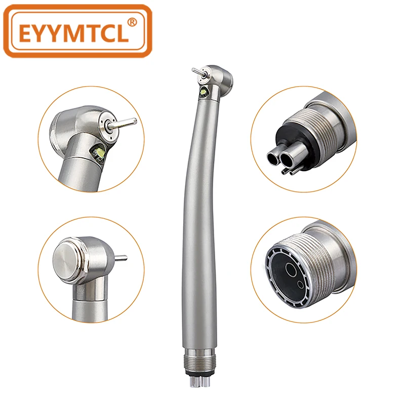 Фото EYY Dental LED Высокоскоростной наконечник Насадки для стоматолога Воздушная турбина Кнопка Тройной распылитель воды 2 4 отверстия Ручки с высоким вращением Инструменты №3