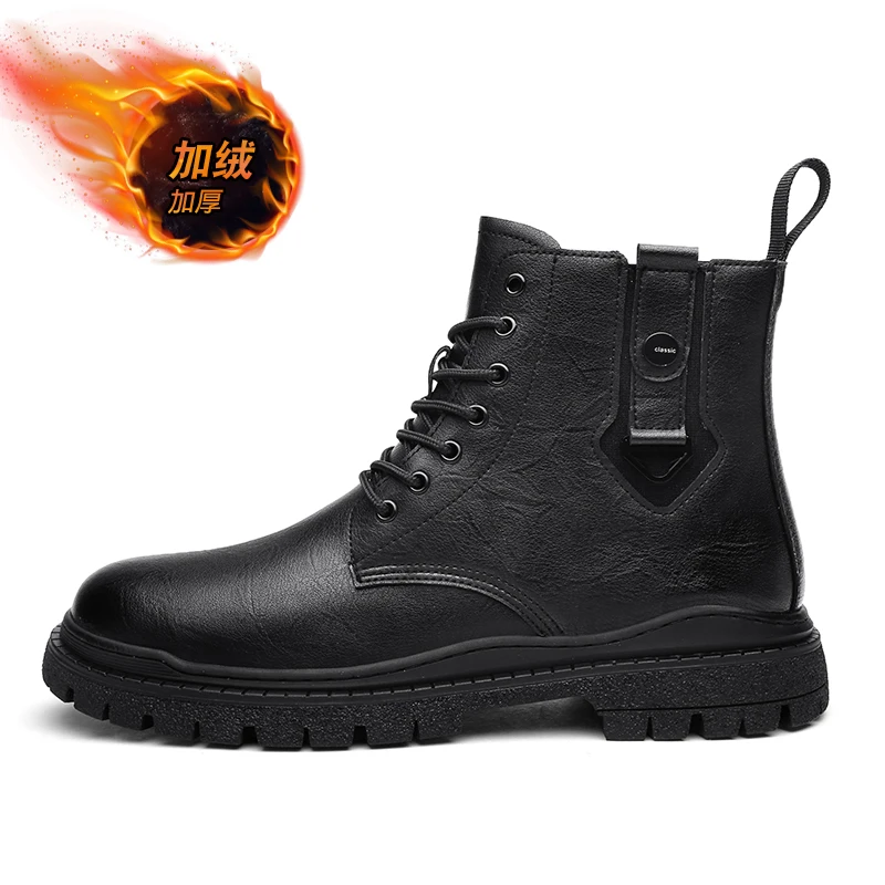 COZOK/Новые удобные осенне-зимние теплые ботильоны на меху черные мягкие мужские