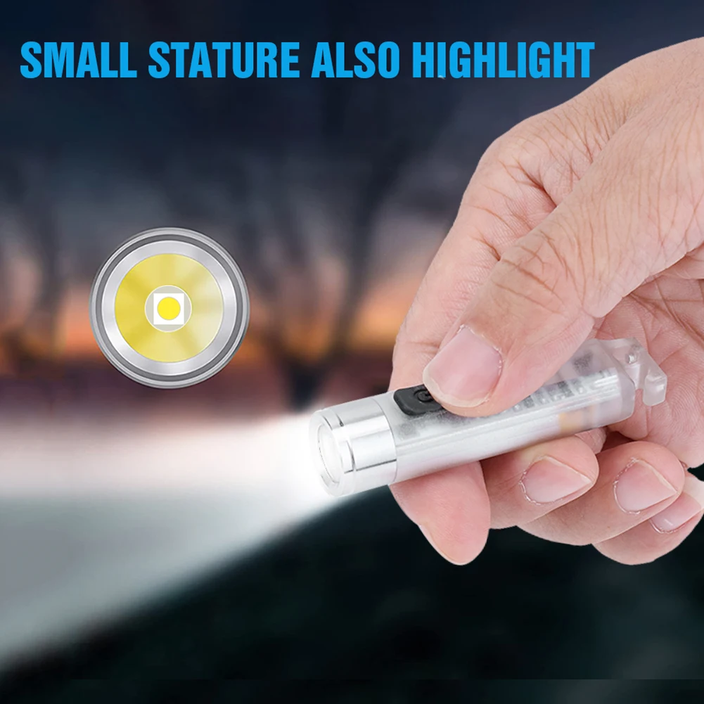 

2pcs Mini Rechargeable Led Flashlight Keychain USB Powered EDC Torch Lamp Flashlights IP65 For Camping Cycling Hiking with Cable