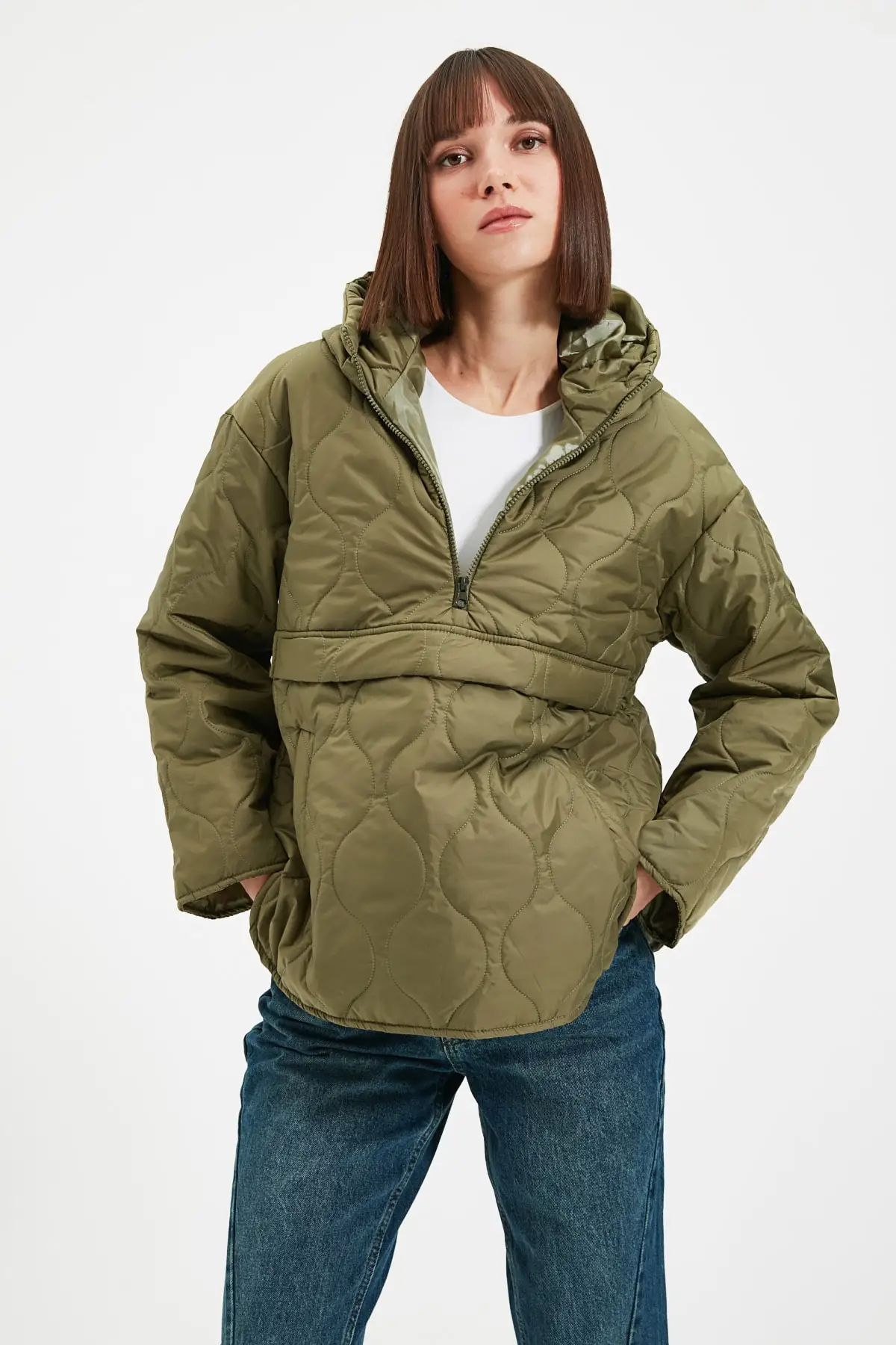 

Trendyol Hooded Oversize Kangaroo Inflatable Coat TWOAW22MO0068