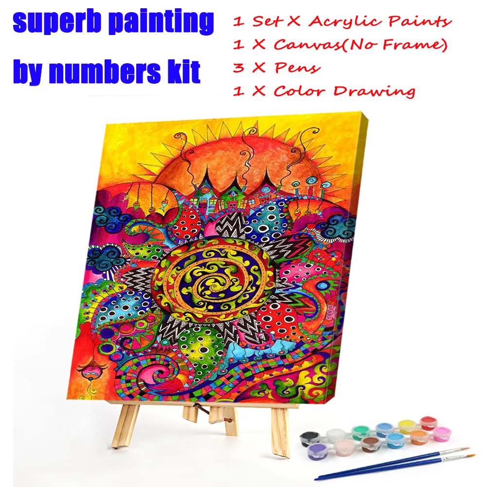 

DIY Painting By Numbers Kits Sunflowers Abstract Modern Home Wall Art Picture Flowers Paint By Numbers Frameless 40x50cm Wall Ar