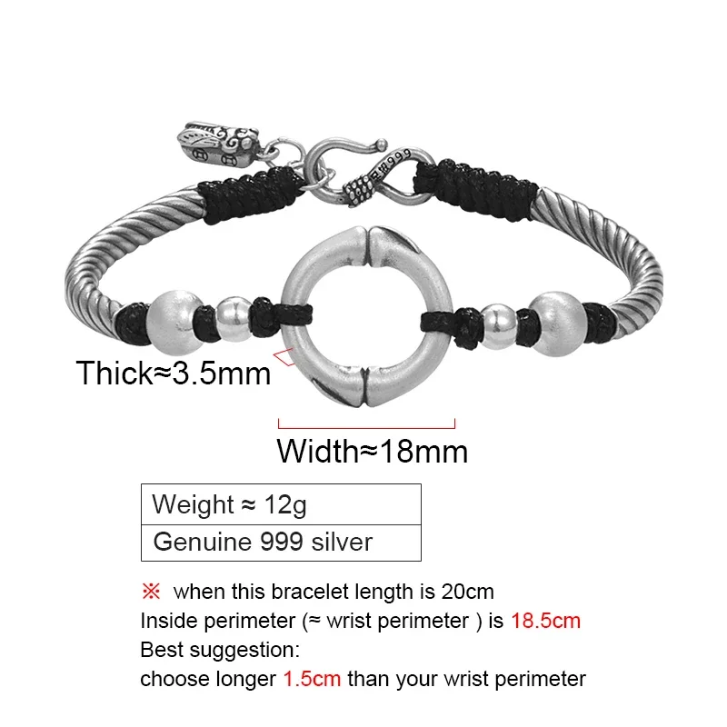 Безопасный браслет ZABRA S999 из стерлингового серебра нишевый плетеный ручной