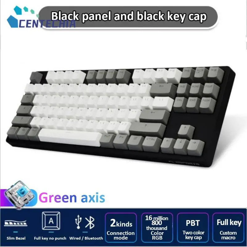 

Беспроводная механическая мини-клавиатура, разноцветная беспроводная клавиатура с тремя режимами, совместимая с F11, 87 клавиш, изысканная