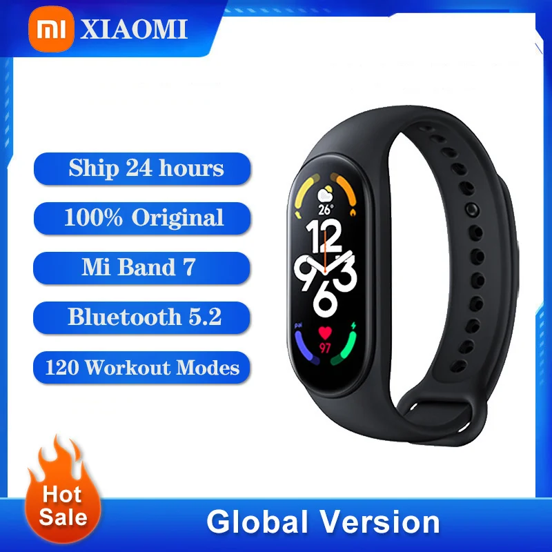 

Смарт-часы Xiaomi Mi Band7, 1,62 Cal, AMOLED, Bluetooth 5,2, 120, режим обучения, профессиональное обучение, анализ, Новинка